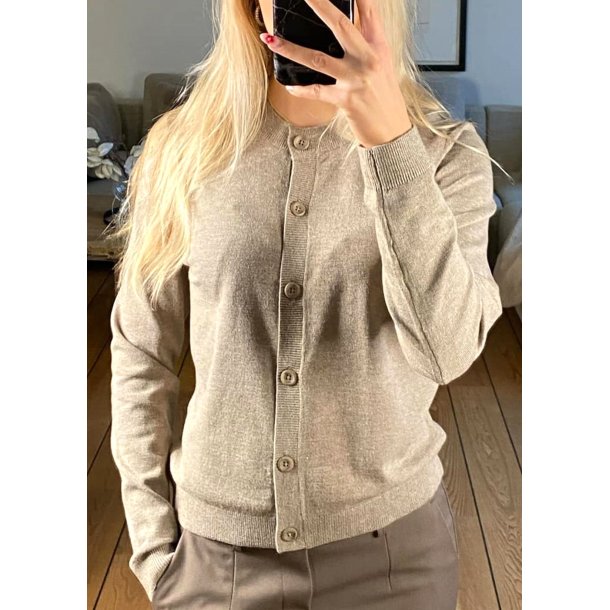 Thess Ls Short Cardigan- Taupe mela
