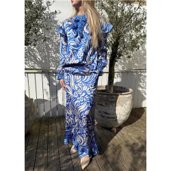 Tia Long Frill Skirt- Cobolt blue m