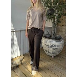 Ulla ss Vneck T-shirt- Dark Sand