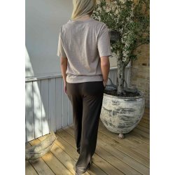 Ulla ss Vneck T-shirt- Dark Sand