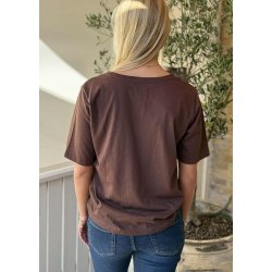 Ulla ss Vneck T-shirt- Dark Brown