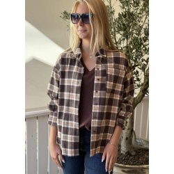 Ulla ss Vneck T-shirt- Dark Brown