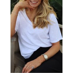 Ulla ss V-neck T-shirt- White