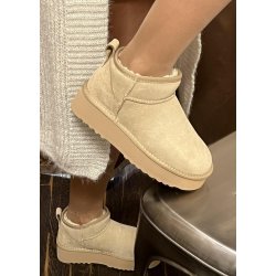 Ultra Mini Leather Boots- Khaki