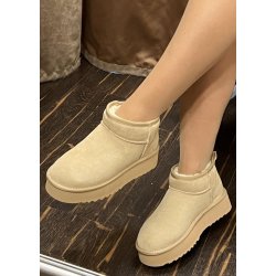 Ultra Mini Leather Boots- Khaki
