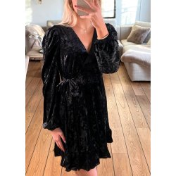 Velvet Wrap Dress- Black