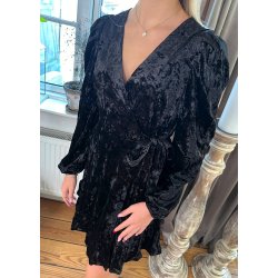 Velvet Wrap Dress- Black