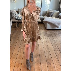 Velvet Wrap Dress- Camel
