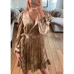 Velvet Wrap Dress- Camel