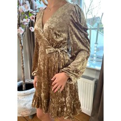 Velvet Wrap Dress- Camel