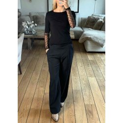 Isa Ls Lace Sleeve Blouse-black big hearts