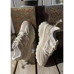 Womans Rhinestone Sneakers- Beige
