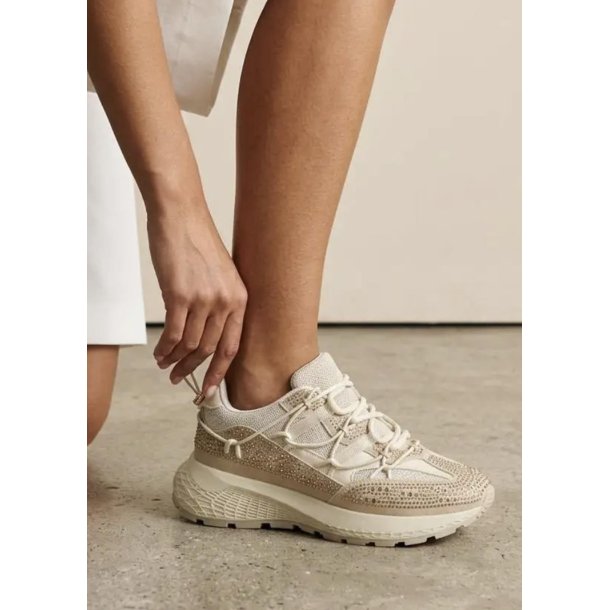 Womans Rhinestone Sneakers- Beige