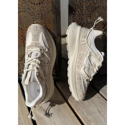 Womans Rhinestone Sneakers- Beige