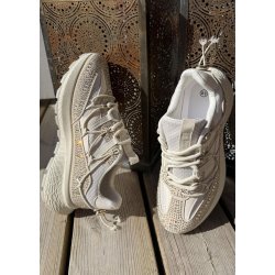 Womans Rhinestone Sneakers- Beige