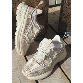 Womans Rhinestone Sneakers- Beige