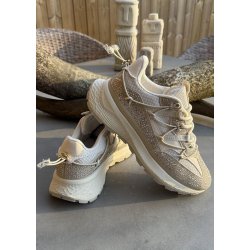 Womans Rhinestone Sneakers- Beige