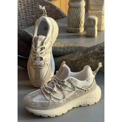 Womans Rhinestone Sneakers- Beige