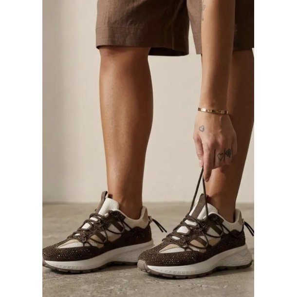 Womans Rhinestone Sneakers- Brown