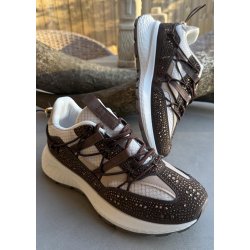 Womans Rhinestone Sneakers- Brown
