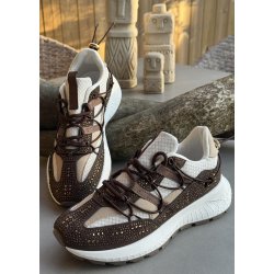 Womans Rhinestone Sneakers- Brown