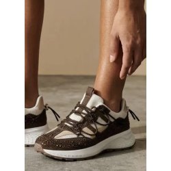 Womans Rhinestone Sneakers- Brown