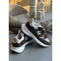 Womans Rhinestone Sneakers- Brown