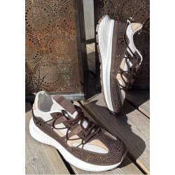 Womans Rhinestone Sneakers- Brown