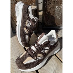 Womans Rhinestone Sneakers- Brown