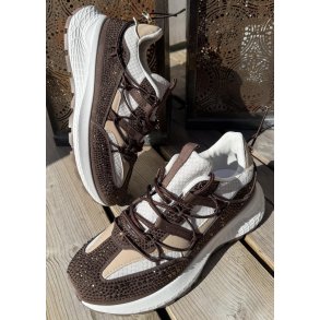 Womans Rhinestone Sneakers- Brown