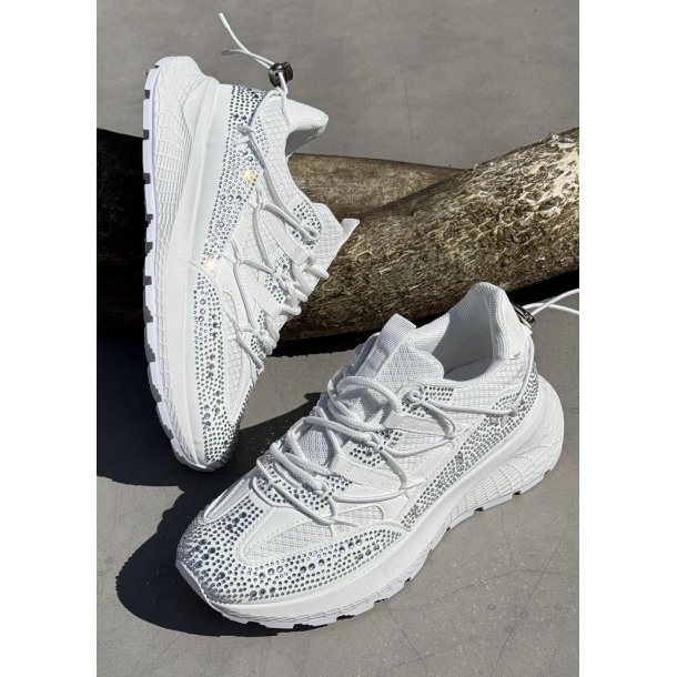 Womans Rhinstone Sneakers- white 