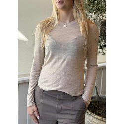 Zofia Sli Ls O-neck Top- Sandshell