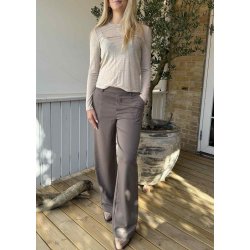 Zofia Sli Ls O-neck Top- Sandshell