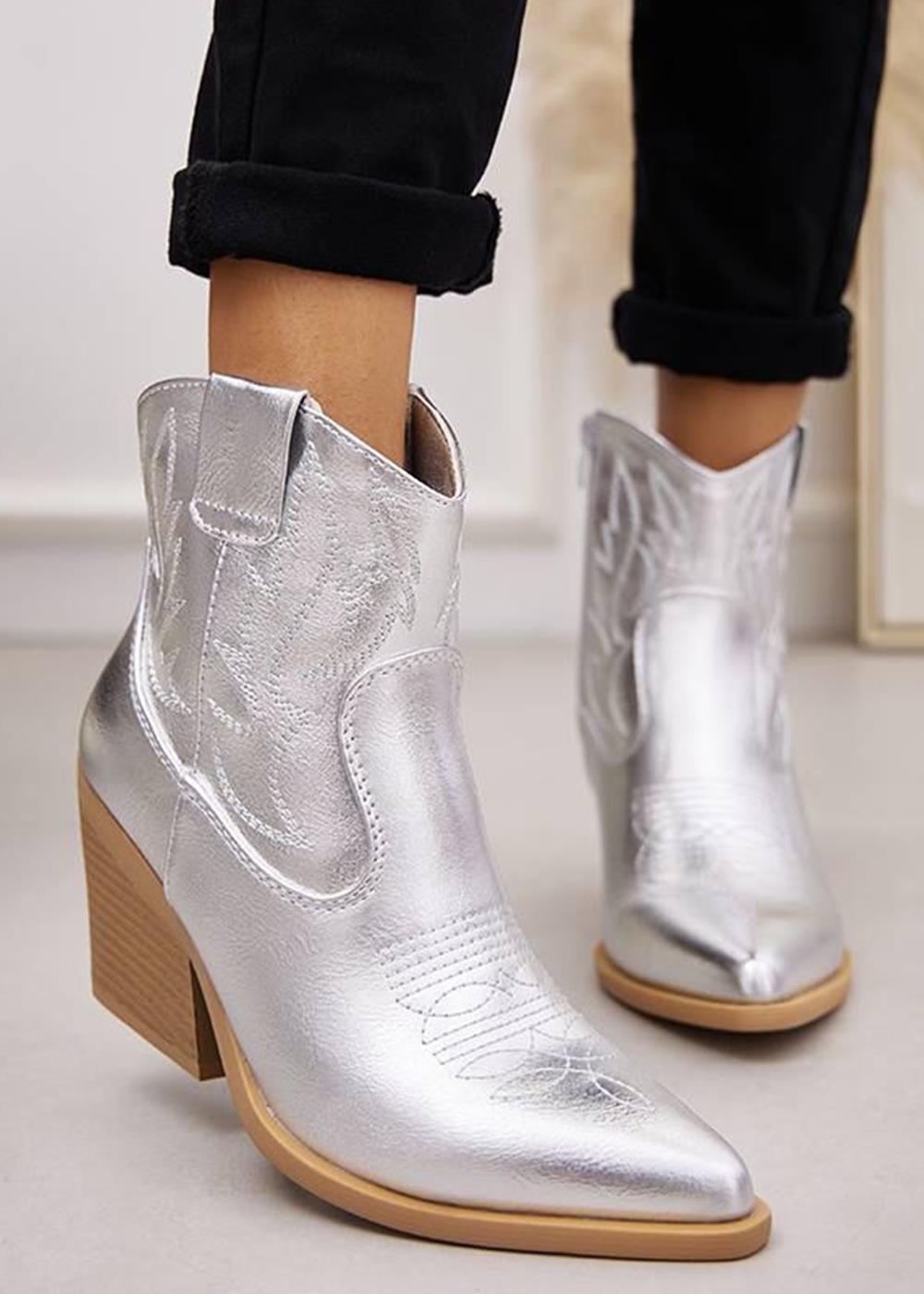 Golden Cowboy Boots- Silver - Støvler - Filuca B