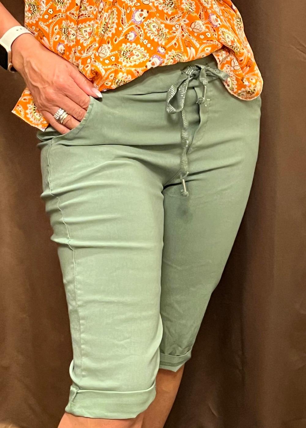 Stretchy Capri Pants Khaki Underdele Filuca B